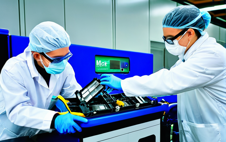 하이브리드 차량의 배터리 재활용 방법 - **Prompt 1: Meticulous Battery Disassembly for Recycling**
    "A team of highly skilled technicians...