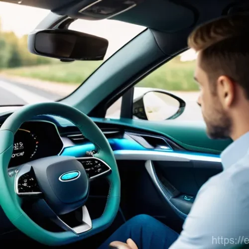 Home 3 하이브리드 차량의 연비 개선 팁 - **Prompt Title: "The Conscious Hybrid Driver"**
A serene, mid-shot portrait of a driver in a mod...