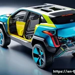 하이브리드 차량의 차체 구조와 안전성 - **Prompt:** "A highly detailed cutaway render of a modern hybrid SUV chassis, viewed from a slightly...