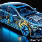 하이브리드 차량의 전기모터 기능 이해 - A highly detailed cross-sectional illustration of a modern hybrid car powertrain showcasing the inte...