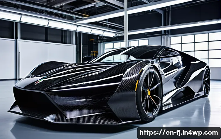 하이브리드 차량의 경량화 기술 - A futuristic hybrid vehicle chassis made from carbon fiber reinforced polymer (CFRP) panels, showcas...