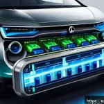 하이브리드 차량 사용자의 실제 경험담 - A detailed cutaway illustration of a modern hybrid car battery pack showing multiple high-voltage ce...