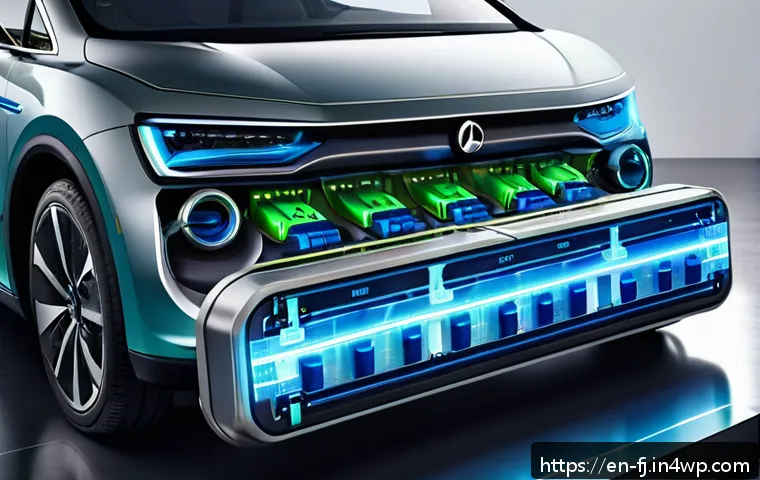 하이브리드 차량 사용자의 실제 경험담 - A detailed cutaway illustration of a modern hybrid car battery pack showing multiple high-voltage ce...