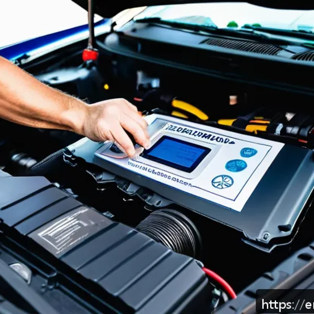 하이브리드 차량의 리콜 이슈와 대처 방법 - A detailed close-up of a hybrid vehicle's battery pack inside the engine compartment, showing comple...