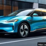 하이브리드 차량의 소프트웨어 업데이트 필요성 - A sleek modern hybrid car parked in a clean urban environment, with a transparent digital overlay sh...